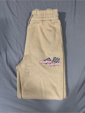 refuge Tan Kids Sweatpants with Motor Racing Graphic
